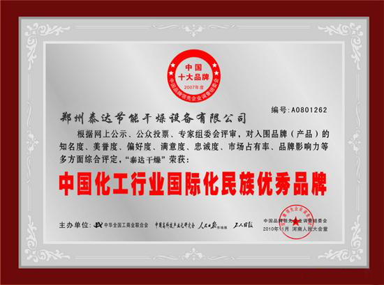 煤泥烘干機(jī)信譽(yù)證書